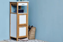 WENKO Scaffale Finja con 2 scomparti - Scaffale per il bagno, scaffale per la casa, Bambù, 34 x 89 x 30 cm, Marrone