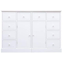 SKM Credenza con 10 Cassetti Bianca 113x30x79 cm in Legno (24.5kg)
