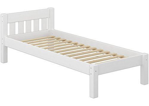 Erst-Holz Robusto Bianco Letto Classico per Materasso 80x200 in Pino massello con doghe rigide 60.38-08W