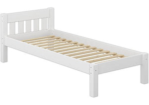 Erst-Holz Robusto Bianco Letto Classico per Materasso 80x200 in Pino massello con doghe rigide 60.38-08W