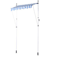 Pissente - Parasole retrattile impermeabile per finestra, impermeabile, anti-UV, tenda da giardino a scomparsa, per balcone, patio, giardino, 4 x 1,2 m (blu e bianco)