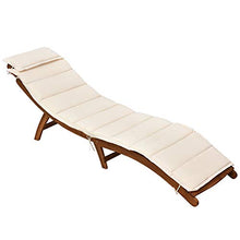 Outsunny Lettino Prendisole Richiudibile, Sdraio da Giardino in Legno Pieghevole con Materassino Bianco Crema 191x54x60.5cm