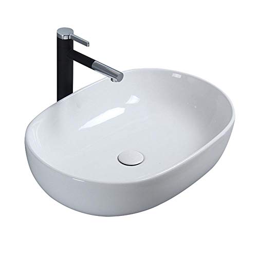 Feixunfan Lavabo Bagno Armadi Moderni Ovale Water Bianca È Facile da Pulire Il Tavolo Mobiletto del Bagno per Il Ristorante Dell'hotel (Color : White, Size : 60x41x14.5cm)