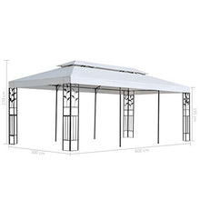 Festnight Gazebo da Giardino Impermeabile per Esterno in Acciaio e Tessuto Rivestito in PA Bianco 3x6 m