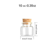 6 bottiglie di vetro da 10 ml con sughero, piccole fiale di vetro, bottiglie di stoccaggio per liquidi.