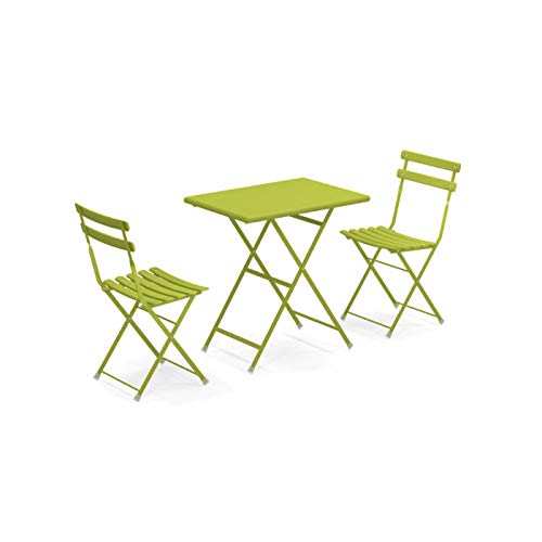 Set Arc EN Ciel Colore Verde Composto da Tavolo 50x70 CM Art. 334 + 2 SEDIE Pieghevoli Art. 314 - Made Italy