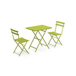 Set Arc EN Ciel Colore Verde Composto da Tavolo 50x70 CM Art. 334 + 2 SEDIE Pieghevoli Art. 314 - Made Italy