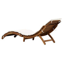 Tidyard Lettino Prendisole Pieghevole in Legno Massello d'Acacia con Cuscini Crema,Sdraio da Giardino Pieghevole in Legno,Lettino da Giardino Pieghevole,Lettino da Sole Pieghevole 184x55x64 cm