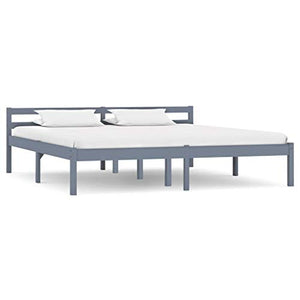 BIGTO - Struttura per letto in legno di pino massiccio, per camera da letto, colore: grigio, 160 x 200 cm