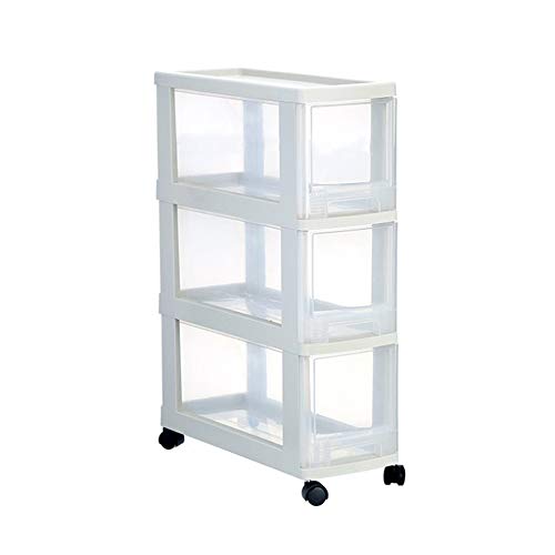 Cassettiere in plastica per abbigliamento Cassetto Governo Di Immagazzinaggio For La Camera Da Bagno Alti Ripiani Tallboy Cupboard Unità Trasparente Con Ruote ( Color : White , Size : 18X45X64cm )
