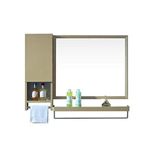 AJH Specchio da Bagno Rettangolare Moderno e Minimalista in Acciaio Inossidabile con pratici armadi Laterali e portasciugamani monostrato Portaoggetti da Parete per Bagno Uno