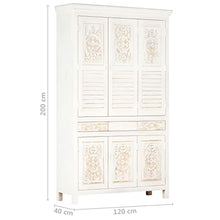 vidaXL Armadio Bianco 120x40x200 cm in Legno Massello di Mango