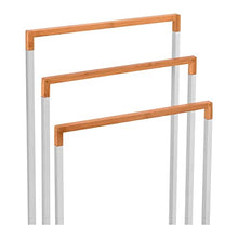 Uniprodo Porta Asciugamani da Terra Piantana Portasciugamano Uni_Stand_04 (3 Barre, Mobile, 2 kg, Argento/Legno, Cromo, bambù)