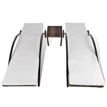 Set Mobili da Giardino 2 Sedie a Sdraio e Tavolino Lettino Prendisole in Polyrattan Marrone