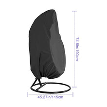 Peralng Custodia per poltrona sospesa e poltrona pensile, copertura antipolvere 190 x 115 cm, con coulisse per impermeabile, antivento, resistente ai raggi UV, per mobili da giardino e esterni