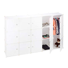 Relaxdays 10021967_49 Scaffale Componibile con 11 Scomparti, Cabina Armadio con 2 Bastoni Appendiabiti, Plastica, Bianco