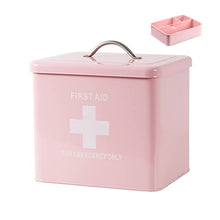 BWBZ Scatola di Medicina Multifunzionale Kit di Pronto Soccorso Doppia Griglia Maniglia Portatile Logo A Croce Scomparto Rimovibile Conservazione di Medicine/Caramelle/Snack/Giocattoli Rosa