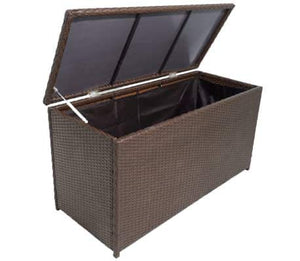 Ausla Baule da Giardino Marrone 120x50x60 cm in Polyrattan Baule Cassapanca da Giardino Grande Impermeabile in Rattan, Contenitore da Esterno Multiuso, 120x50x60 cm, Marrone