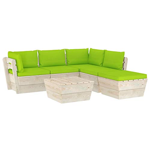 FAMIROSA Set Divani da Giardino su Pallet 6 pz con Cuscini Legno Abete-3563