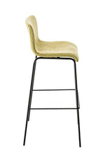 CLP Sgabello Bar Hoover in Stoffa I Sgabello Alto Design 4 Gambe in Metallo I Sedia Sgabello Impilabile con Schienale, Colore:Verde Chiaro, Colore del Telaio:Nero