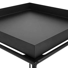 Beliani Tavolino Metallo Nero con Vassoio Design Industriale 50 x 40 x 40 cm Saxon