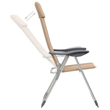 Festnight 2 pz Sedie da Campeggio Pieghevoli Crema in Alluminio,Sedie da Giardino Pieghevoli Reclinabili,Poltrone da Giardino Pieghevoli Reclinabili,Poltrone da Campeggio Pieghevoli 58x69x111cm