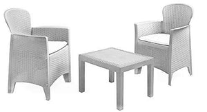 Maury's Salotto da Giardino Akita 3pz Antracite con Cuscini … (Bianco)