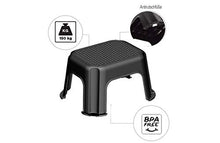 Rotho Basic lo Sgabello a Gradini può Essere Caricato fino a 150 kg, Plastica (PP) senza BPA, Nero/Argento, 43.1 x 35.8 x 23.8 cm