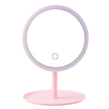 Shuoshikj - Specchio da trucco con luce a LED, luce di riempimento, regolabile, ricaricabile con angolo LED (rosa)