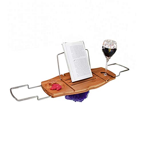 Vasca Da Bagno Vassoio, Pannello In Legno Massello In Acciaio Inox Telescopico Può Essere Collocato Sapone Tablet Smartphone Bicchiere Da Vino Tavolo Da Bagno, Adatto Per Casa Bagno Bagno Scaffale Vin