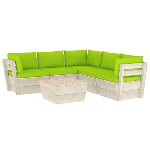 FAMIROSA Set Divani da Giardino su Pallet 6 pz con Cuscini Legno Abete-3539