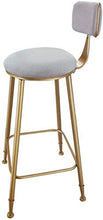 BDLYZ Yxsd - Sgabello da bar in morbido velluto imbottito con schienale schienale e altezza sgabello con gambe dorate, finitura metallo/ferro (dimensioni: 75 cm)