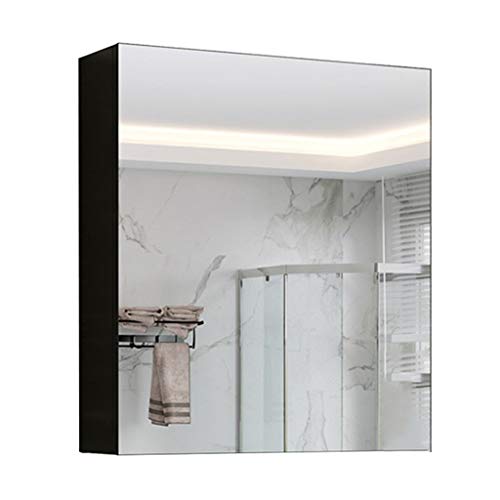 Armadietti a specchio da Bagno a Parete Specchio con la mensola Mobile sopra Il lavandino del Bagno a Parete Rack di stoccaggio 60-100cm (Color : Black, Size : 60 * 14 * 75cm)
