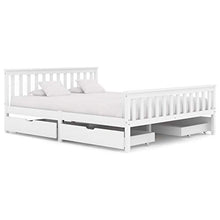 Lasamot Struttura Letto in Legno massello di Pino per Adulti, Bambini, Struttura Letto con 4 cassetti, Bianco, Dimensioni Materasso Adatte 160x200 cm (Senza Materasso)
