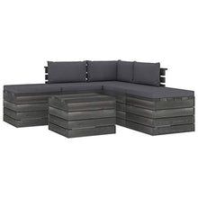 FAMIROSA Set Divani da Giardino su Pallet 6 pz con Cuscini Massello Pino-1839