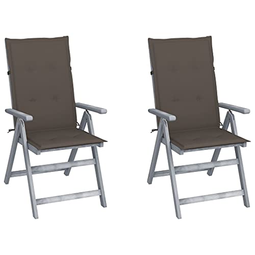 vidaXL Sedie da Giardino Reclinabili 2 pz con Cuscini Massello Acacia