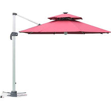 HUAQINEI Ombrelli da Esterno 3m Ombrelloni da Giardino,luci a LED solari,ombrelloni Quadrati in Alluminio a 360 ° Design Rotante a Comando Manuale,Modelli Moderni
