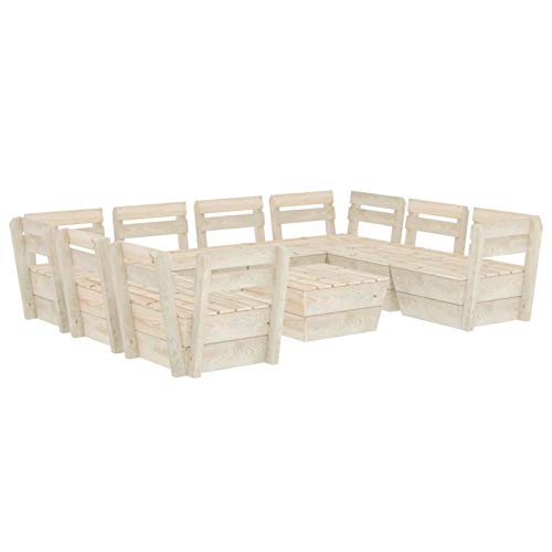 Tidyard 9 pz Set Divani Pallet Angolari Modulari da Giardino Esterno 8 Posti in Legno di Abete Impregnato,Divano Angoalre,Divani da Esterno,Divano Pallet da Giardino in Legno,Divani Modulari in Legno