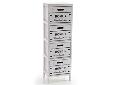 GICOS IMPORT EXPORT SRL Mobile cassettiera in Legno Colore Bianco 4 cassetti Decoro Home 30 * 24 * 96 cm Shabby Chic EDT-788000