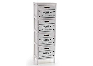GICOS IMPORT EXPORT SRL Mobile cassettiera in Legno Colore Bianco 4 cassetti Decoro Home 30 * 24 * 96 cm Shabby Chic EDT-788000