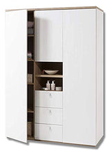 Meubletmoi - Armadio a 3 ante, 3 cassetti e 2 nicchie, in legno chiaro e bianco, design moderno, collezione Gabriel