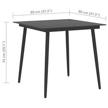 FAMIROSA Tavolo da Giardino Nero 80x80x74 cm in Acciaio e Vetro-3114