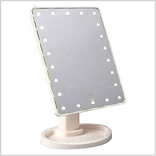 WQERLC Specchio a Parete, Specchi per la Casa Large Ed, Trucco con 22 Led S, Tavolo da Tavolo con Rotazione a 360 ° e Dimmerabile a Pressione, Specchi da Bagno a Parete