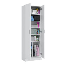 Furniturefactor Kawai B02 Armadio Multiuso a 2 ante, Melamina, Bianco, 180 x 59 x37 cm