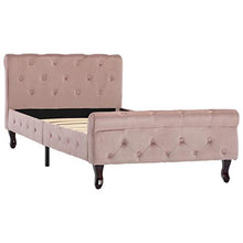 Tidyard Struttura Letto Singolo Chesterfield in Velluto Rosa 90x200 cm,Giroletto Singolo Chesterfield in Velluto Rosa 90x200 cm,Telaio Letto Singolo Chesterfield in Velluto Rosa 90x200 cm