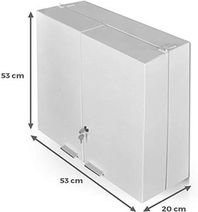 NOVA Armadietto per Farmaci con 11 Ripiani e 2 Ante, con 2 Chiavi, 53x53x20cm, Acciaio, da Bagno - Armadietto Pensile Medicinali, Cassetta Porta Medicine, Armadio Pronto Soccorso