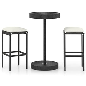vidaXL Set Bar da Giardino 3 pz con Cuscini Polyrattan Nero