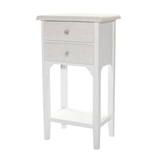 Baroni Home Comodino in stile shabby chic bianco con due cassetti e un ripiano, Comodino in legno mdf decorato con pomelli a rosa in resina. Dimensioni: 37x26x70 cm