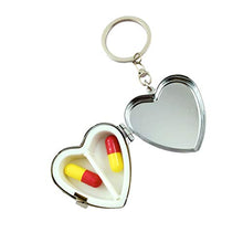 DOITOOL - Contenitore per pillole da viaggio, 1 pezzo, a forma di cuore, in metallo, 2 scomparti per medicine, contenitore per vitamine per viaggi all'aperto