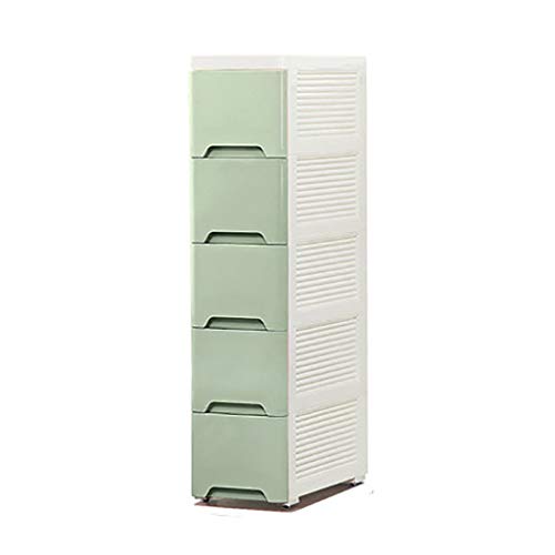 Lw Scaffalatura a torre con 5 cassetti in plastica, cassettiera armadio armadio bagno con ruote fessura armadio (colore: B1)